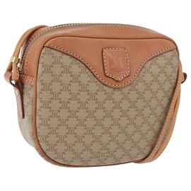 Céline Borsa a tracolla CELINE Macadam PVC Pelle Beige Tono Oro Auth 202226