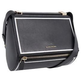 Borsa a tracolla GIVENCHY in pelle nera e oro Auth ka6021A