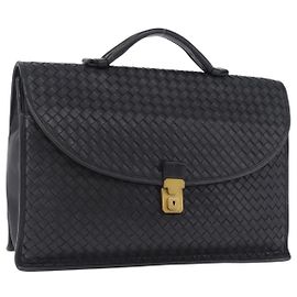 Borsa Business BOTTEGA VENETA INTRECCIATO Pelle Nero Oro 170238 Auth BA15390