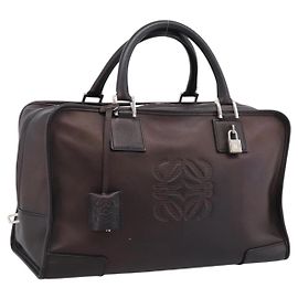 LOEWE Amazona 36 Handtasche aus Leder Bronze Silver Auth 201931V