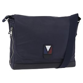 LOUIS VUITTON LV Cup V Line Cross Bag Leather Navy Silver M50443 LV Auth ka5969A