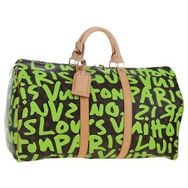 LOUIS VUITTON Graffiti Keepall 50 Boston Bag Vert M93700 LV Auth yk20877SM