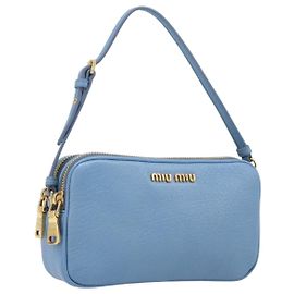 Pouch a mano Miu Miu in pelle azzurro e oro Auth 199107V