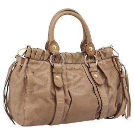 Borsa a mano Miu Miu Vitellolux 2way Brown Gold Auth 201908