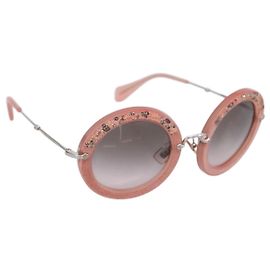 Miu Miu Sonnenbrille Metal Pink Auth 197261M