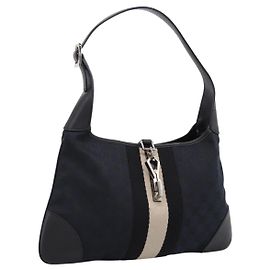 Borsa a mano GUCCI GG Canvas Jackie Sherry Line Nero Argento 001 4057 Auth mr2879A