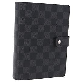 LOUIS VUITTON Damier Graphite Agenda MM Day Planner Cover R20242 LV Auth hk4077