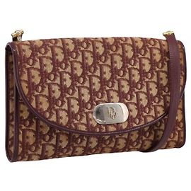 Borsa a tracolla Christian Dior Trotter Canvas Rosso Oro Auth ka6024