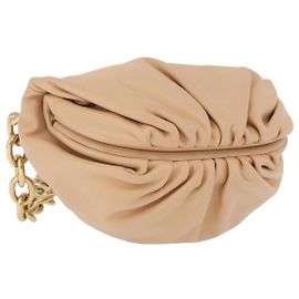 Borsa a tracolla BOTTEGA VENETA INTRECCIATO con catena in pelle Beige Gold Auth ka5978V