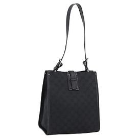 Borsa a tracolla GUCCI GG Canvas Nero Argento Auth 201960