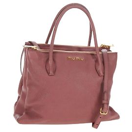 Miu Miu Handtasche Leder 2way Rosa Gold Auth 199193V