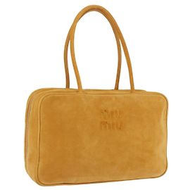 Borsa a tracolla Miu Miu Beau in camoscio Yellow Gold Auth ka5957SAM