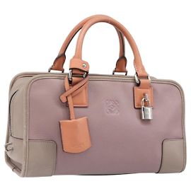 Borsa a mano LOEWE Amazona 28 in pelle rosa argento autentica 200805V