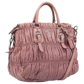 Borsa a mano PRADA in pelle 2way Rosa Argento Auth 197673