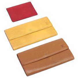 LOUIS VUITTON Ensemble de 3 Portefeuilles Epi Rouge Jaune LV Auth BA15268