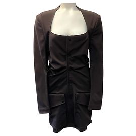 Chaqueta fruncida de cuello cuadrado Bottega Veneta marrón
