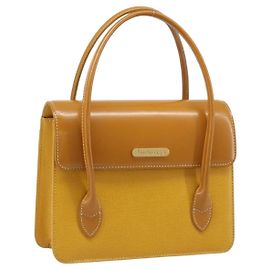 Bolsa de mão Burberrys em couro amarelo tom dourado Auth 199859A