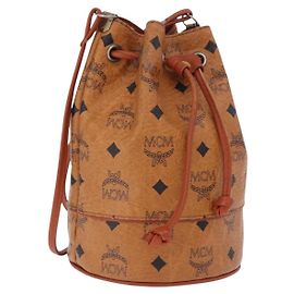 Bolso de hombro MCM Vicetos PVC Cuero Marrón Tono Dorado Auth 202272A