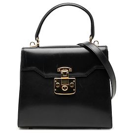 Borsa Satchel Lady Lock Gucci in pelle di vitello liscia nera