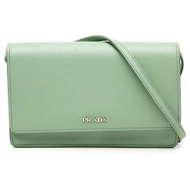 Bolso bandolera Prada Saffiano Wallet on Strap Verde