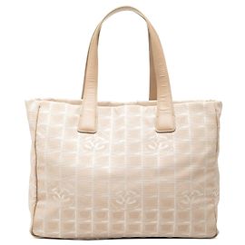 Beige Chanel New Travel Line Nylon Tote