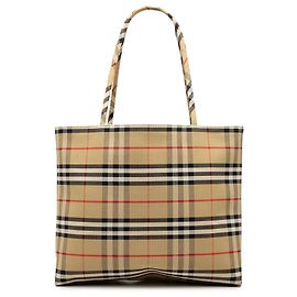 Burberry House Check Canvas Tote in Beige