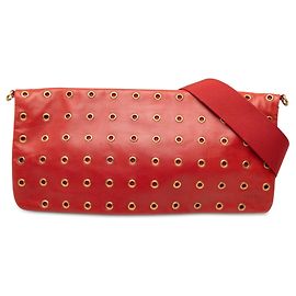Bolsa de Ombro Prada em Nappa Vermelha com Ilhoses