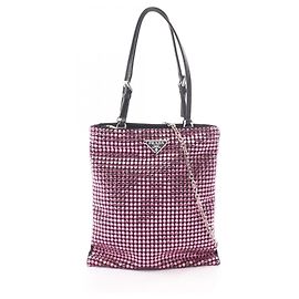 Borsa a mano 2-Way Prada con logo Triangle in cristalli