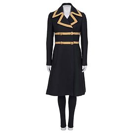 Abrigo largo ajustado Dolce & Gabbana de lana virgen negra, de segunda mano