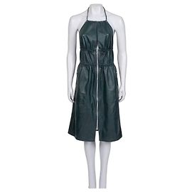 Vestido ajustado de cuero verde Bottega Veneta Sz.40 de segunda mano