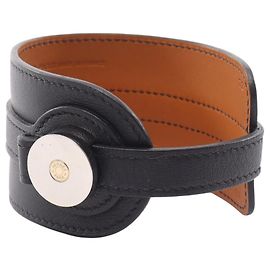 Bracelete Hermès Cavaliere em couro Swift preto