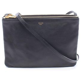 Céline Bolsa de Ombro/Mão Celine TRIO LARGE em couro preto