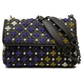 Borsa a tracolla con catena Bottega Veneta Intrecciato Olympia con ricami