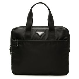 Borsa business Prada con placca logo triangolare