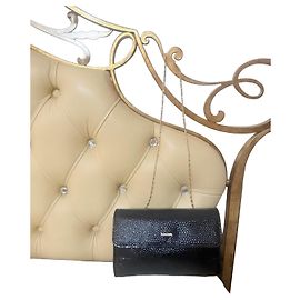 Giorgio Armani Valextra Black Patent Leather Clutch