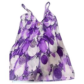 Top in seta Roberto Cavalli viola con stampa astratta