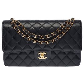 CHANEL Timeless/Classique Tasche aus schwarzem Leder - 103889