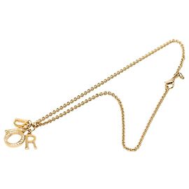 Collana Dior con pendente logo in strass placcato oro