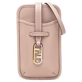 Pink Fendi Leather O Lock Phone Pouch Crossbody
