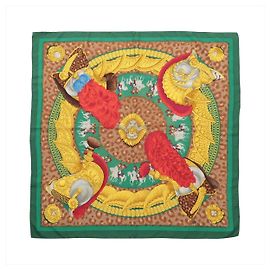 Hermès Carré 90 "CASQUES et PLUMETS" Foulard di seta in Verde
