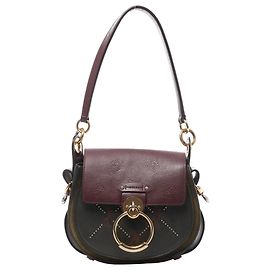 Chloé Chloe Tess Schultertasche aus Leder & Wildleder in Green x Bordeaux
