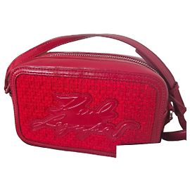 Karl Lagerfeld Borsa a Tracolla Rossa in Pelle e Tessuto