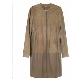 Autre Marque S Max Mara Abrigo de ante y cuero beige