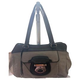 Borsa Tod's in tessuto grigio e nero con dettagli in pelle di lucertola