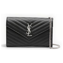 Borsa a catena Saint Laurent Monogram Chevron Nera