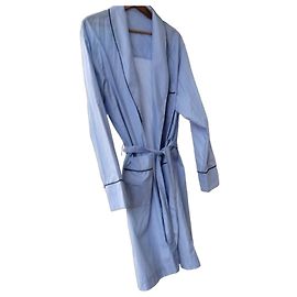 Autre Marque Vestaglia da uomo azzurro cielo con piping nero