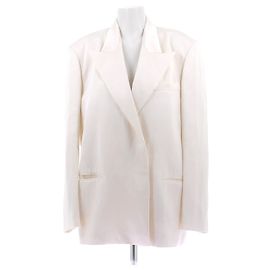 Magda Butrym Blazer de lana satinado crema
