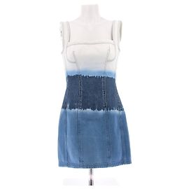 Alberta Ferretti Mini vestido de denim blanco y azul