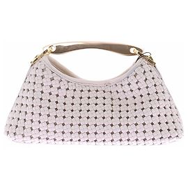 Autre Marque Borsa in pelle intrecciata bianca "Boomerang"