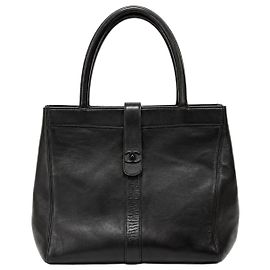 Chanel Tote em couro preto 1997 com fecho twist lock